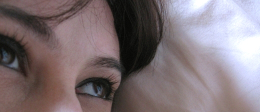 close up woman's eyes